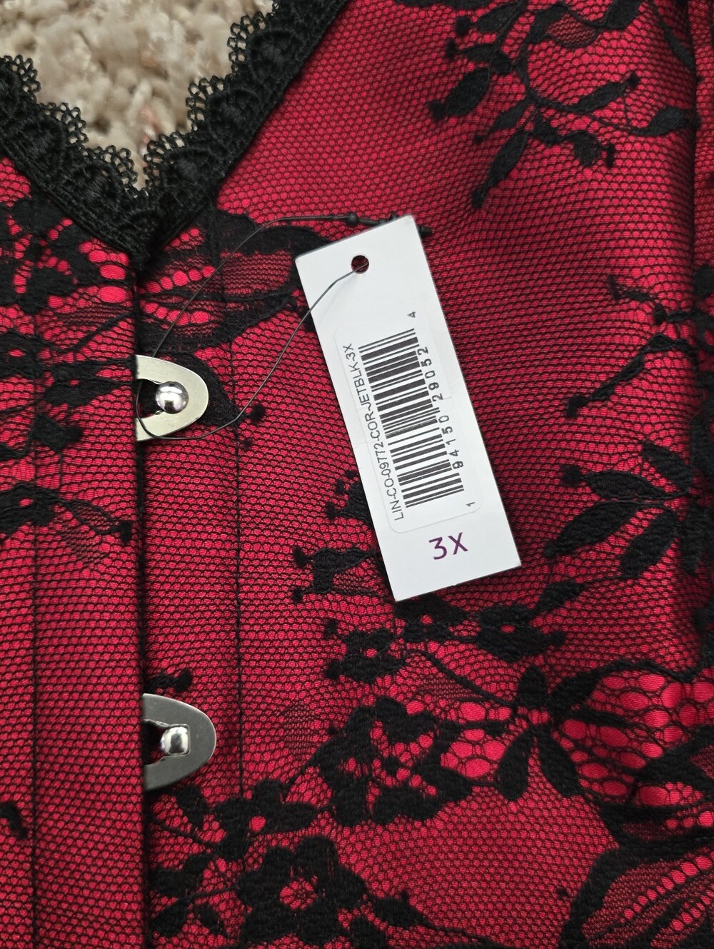 NWT Adore Me Red and Black Lace Corset - 3X - Picture 2 of 8